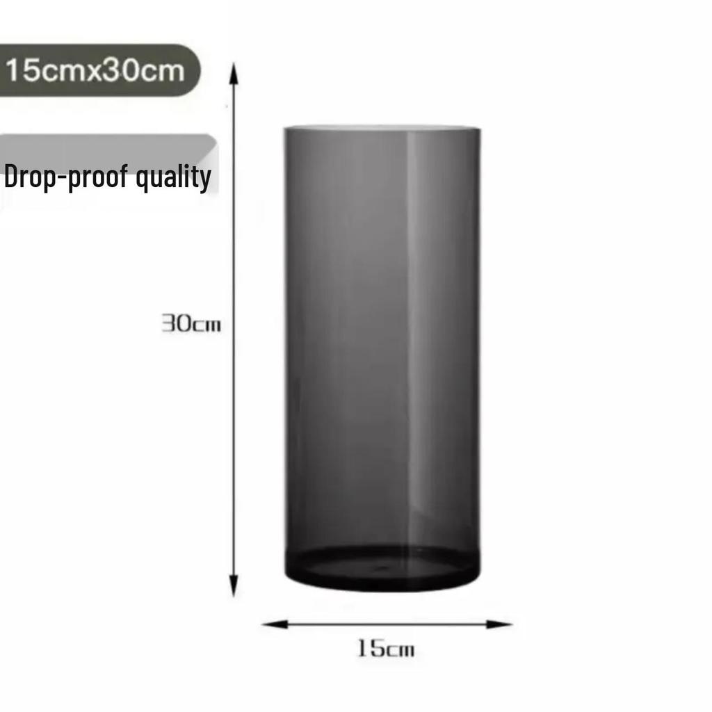 Acrylic Transparent Vase for Flower Arrangements and Lucky Bamboo - Large Straight Cylinder Design