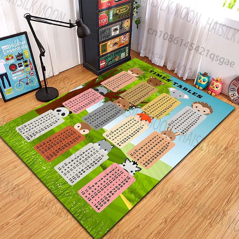 1PC Animal-themed multiplication tables Pattern Rug Carpets for Bedroom Living Room Sofa Mat Creative Door Mat Home Decor