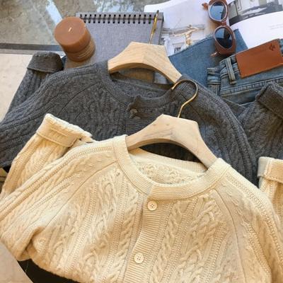 Retro Twisted Flower Lazy Sweater Jacket Women's Autumn and Winter New Design Sense Niche Temperament Knitted Cardigan Top