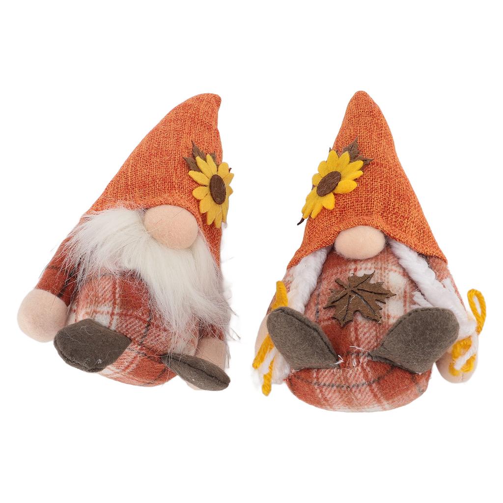 2 Pcs Sunflower Gnomes Decorations Cute Dwarf Figurines Handmade Plush Stuffed Gnomes for Holiday Fe