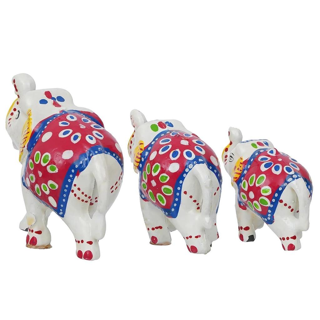 Set of 3 Elephant Statues for Good Luck| Animal Figurines Decorative Elephant Showpieces| Gift for Diwali Birthday Housewarming