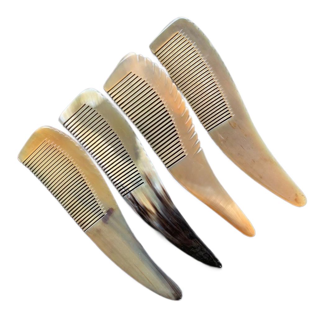 Natural Yak Horn Comb for Long, Curly, Thick Hair - Anti-Static, Anti-Hair Loss, Large Wooden Massage Comb