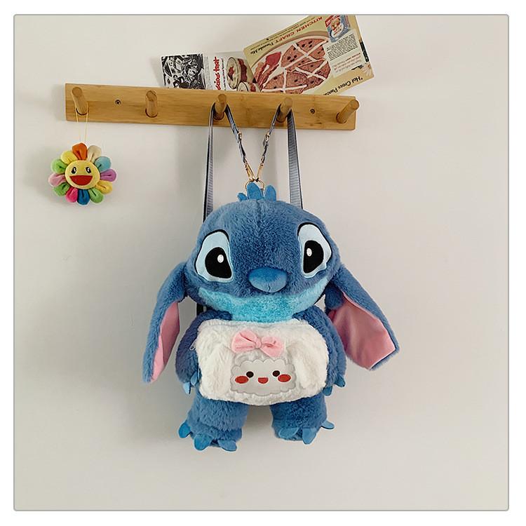 Stitch Pochacco Bear Plush Cartoon Backpack For Girls With Zip Closure For Casual Travel Dog