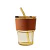 High-Quality Bamboo Glass Cup with Straw - Perfect for Juice, Coffee, or Water