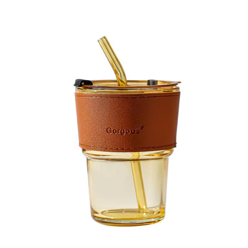 High-Quality Bamboo Glass Cup with Straw - Perfect for Juice, Coffee, or Water