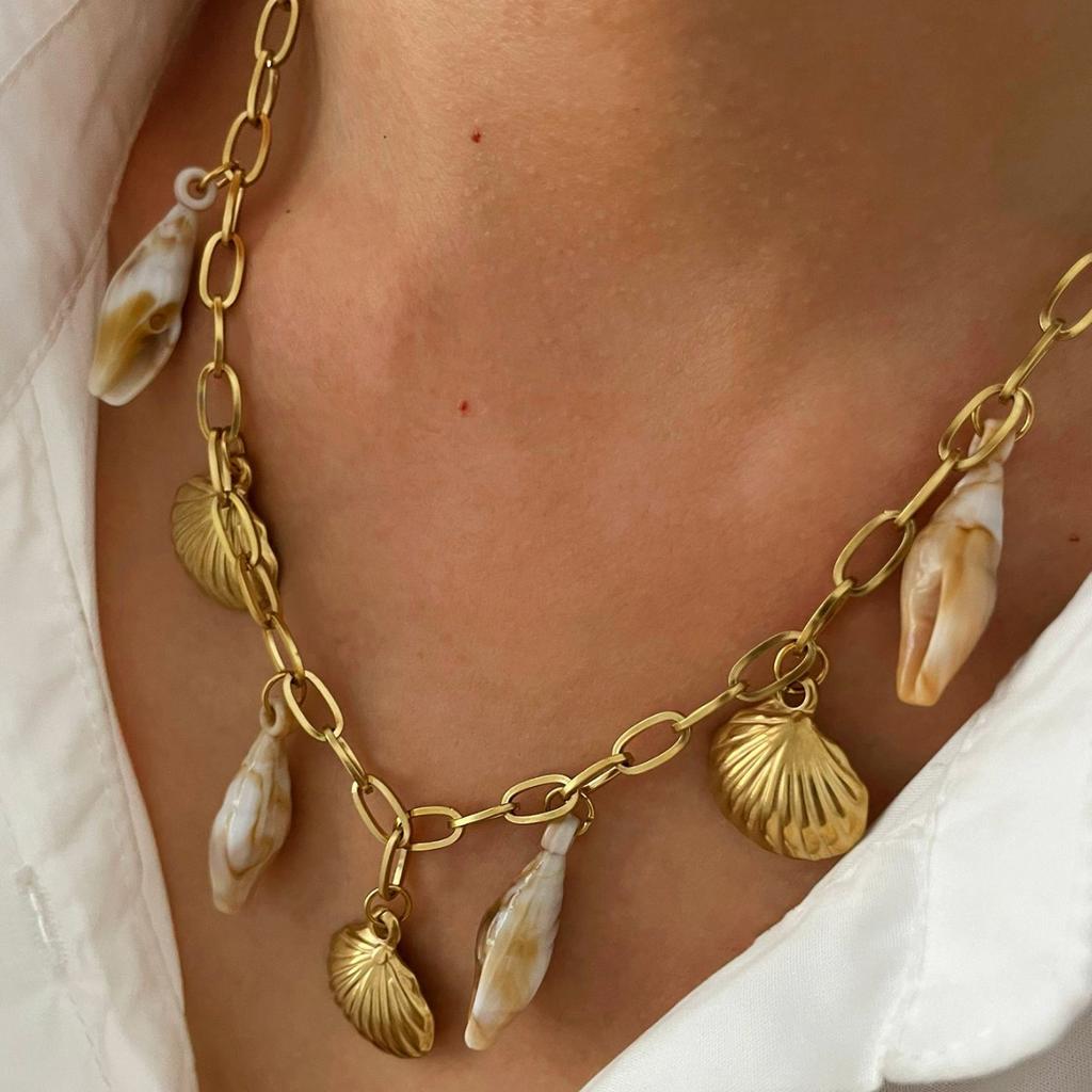Ethnic Style Matte Bead Necklace Summer Outdoor Beach Body Chain Light Luxury Fashionable Necklace Women's Trendy Accessories