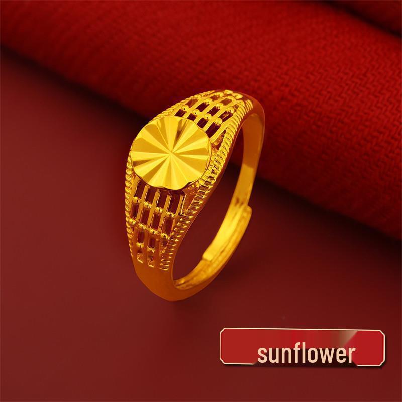 Gold Plated Peony Bow Ring for Women - Matte Brass Band Jewelry