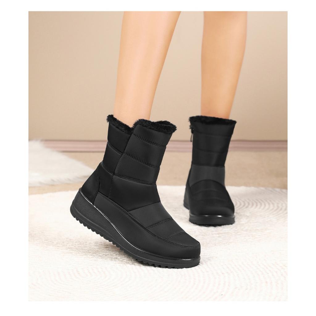 Women's Cotton Shoes Winter New Style with Plush and Thick Snow Boots, Waterproof and Anti Slip, One Foot Cotton Boots