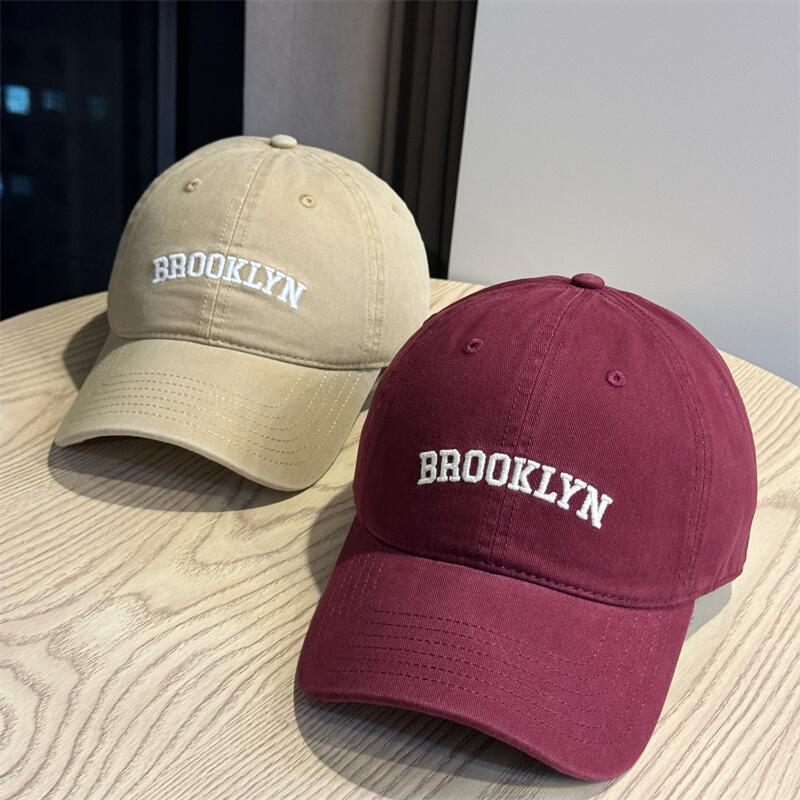 Four Seasons Cotton Wide Brim Letter Embroidery Cap Female Face Small Out of the Street Shade Baseball Cap Couple ins Versatile