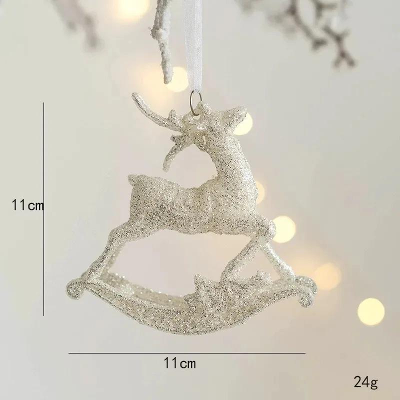 12x11CM 1 Stück Weihnachtsbaum Anhänger Weihnachtsdekoration Glitzer Stern Elch Engel Weihnachtsgeschenk für Heimparty 2025 Neues Jahr Navidad