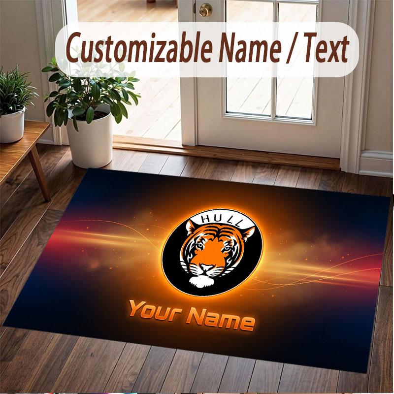 Custom Rug Hull City Pattern Print Name Text Soft Non‑Slip Floor Carpet for Home Indoor Decoration