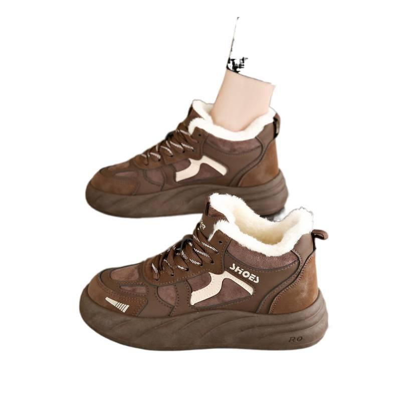 thick-soled snow boots new winter short boots casual sports shoes velvet and cotton warm high-top cotton shoes