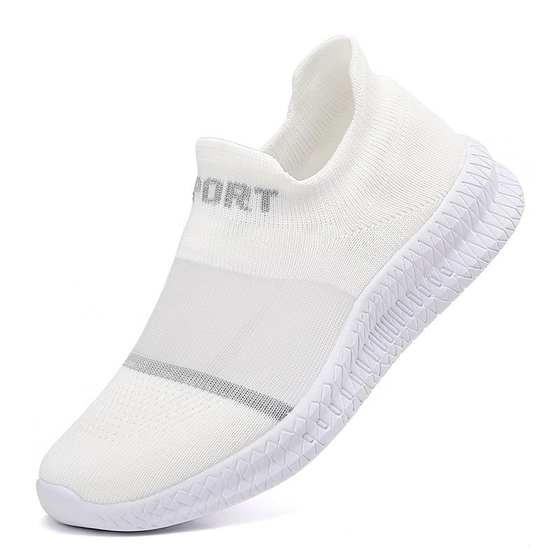 Large Size One-pedal Women's Shoes Summer Fly-woven Breathable Single Shoes Lightweight Soft-soled Socks Shoes Mesh Men