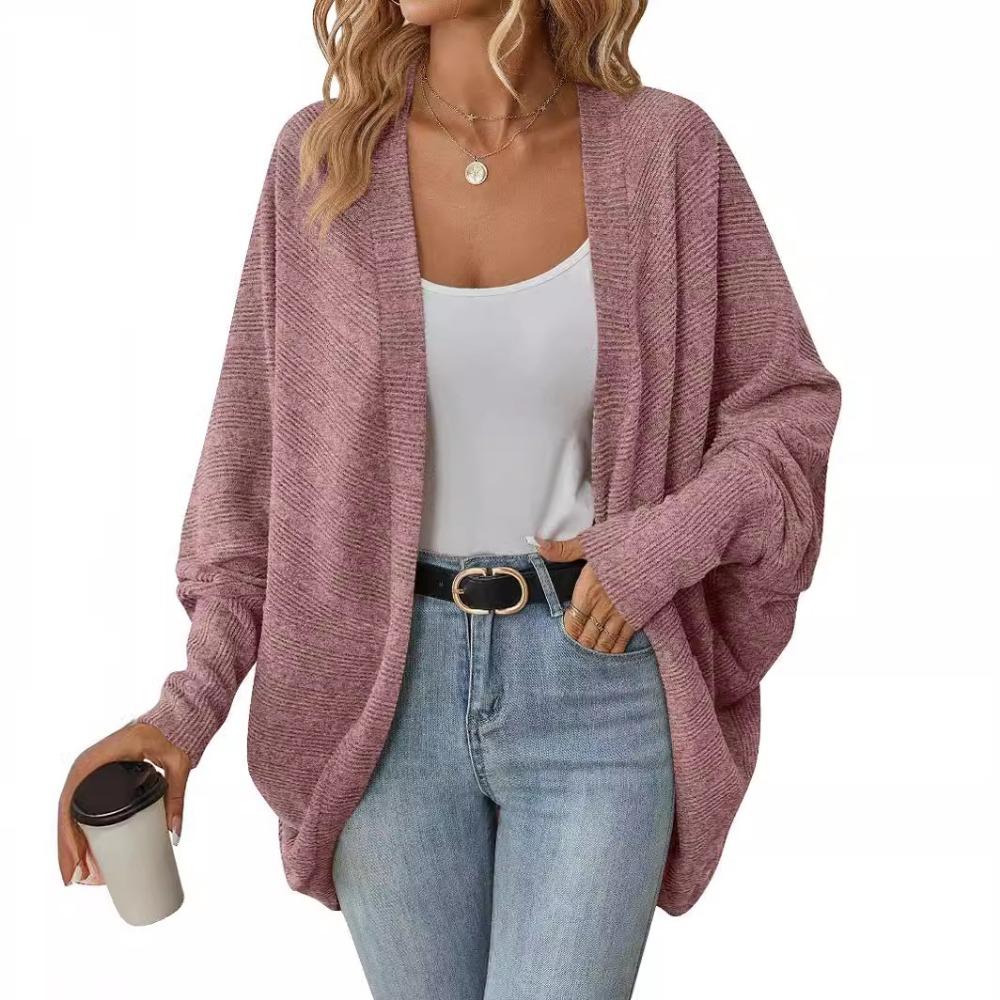 Autumn and Winter Fashionable Bat Sleeve Cardigan Loose Knitted Jacket