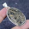 Turritella Fossil Gemstone 925 Sterling Silver Jewelry Pendant 2.29"