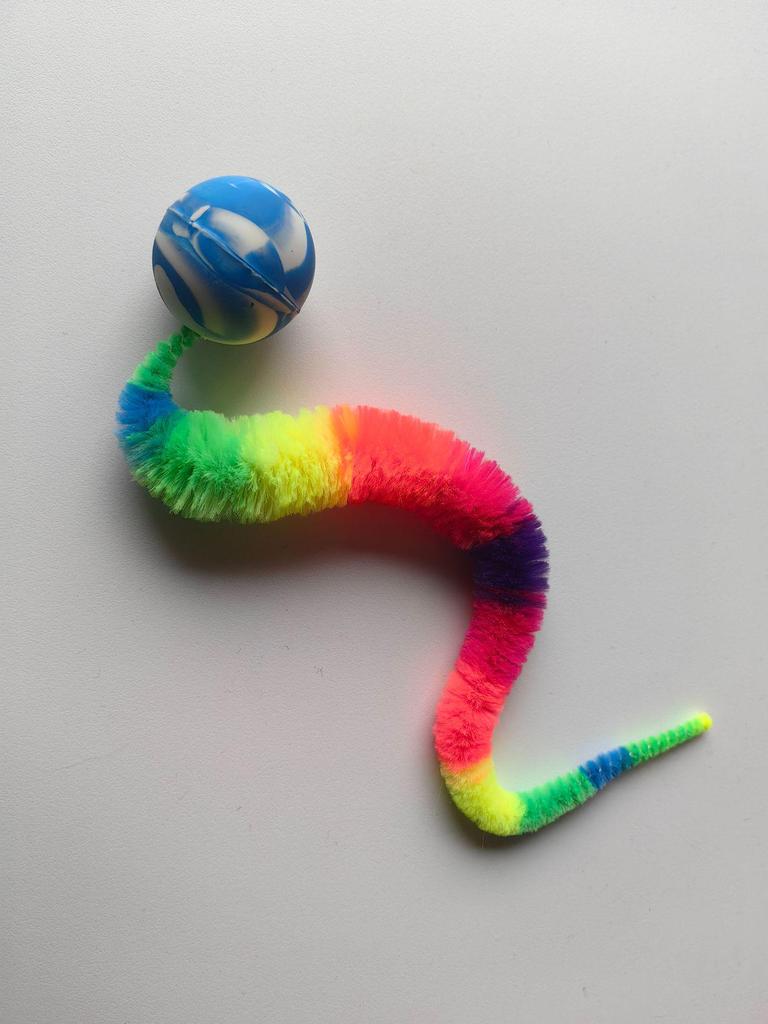 Kouzelná housenka elastický míček: Duhový červ Skákací hračka pro kočky