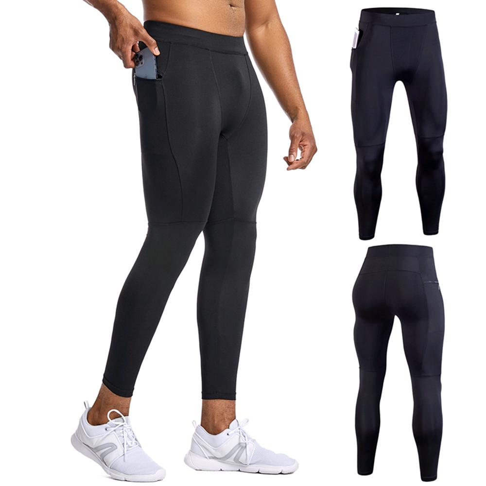 Men's Sports Running Trousers Workout Pants with Pocket Quick Dry Compression Tights Gym Fitness Workout Cycling Leggings
