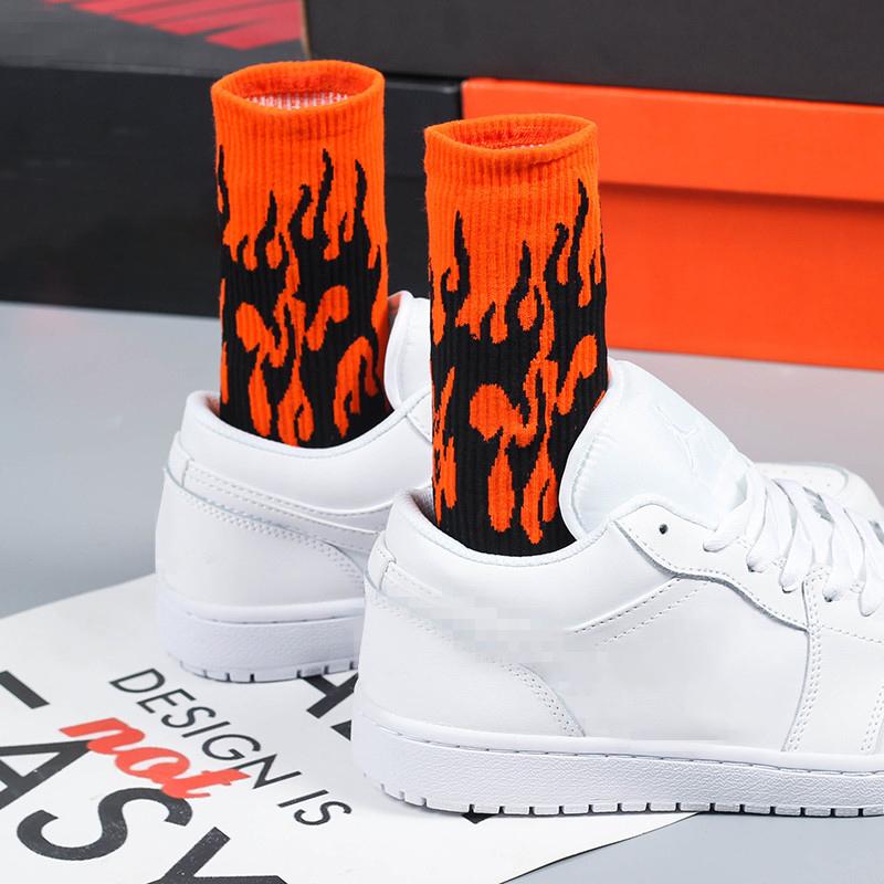 1 Pair Men Fashion Hip Hop Hit Harajuku Funny Socks Red Flame Blaze Power Torch  Warmth Street Skateboard Cotton Socks