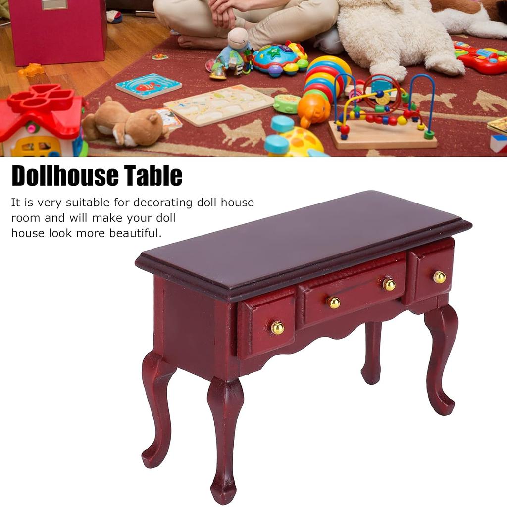 1:12 Dollhouse Miniature Desk, Mini Wooden Dollhouse Table Furnishings Accessories, 9.5 X 6.3 X 4cm/3.7 X 2.5 X 1.6in