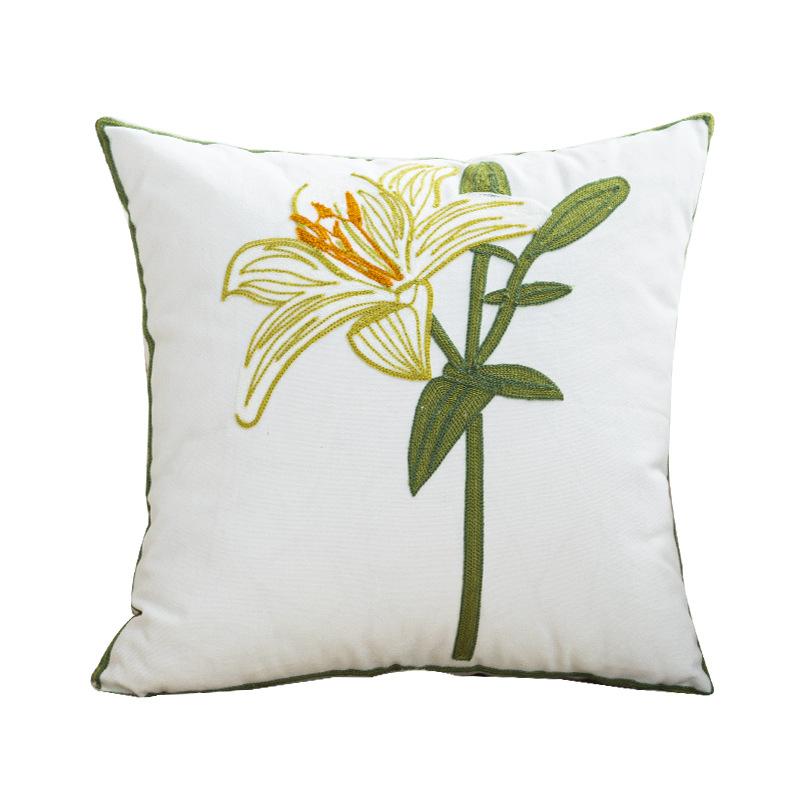 45x45cm Spring Green Flower Embroidered Pillowcase Funda Cogines Cancas Throw Cushion Cover Headboard Pillow Covers Decor Home