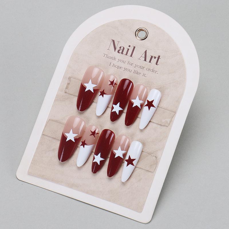 Trendy Wearable Star French Nail Art Stickers - High-End Hot Girl False Nails