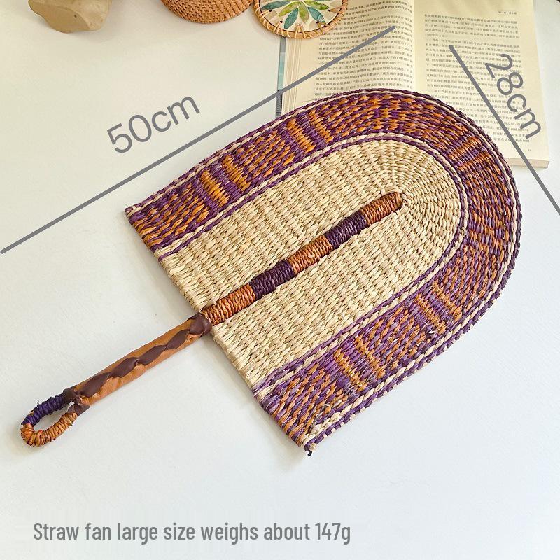 Vietnamese Seaweed Straw Fan: African-Style Wall Decor & Handheld Palm Leaf Fan