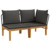 2 Pcs. Garden Lounge Set with Cushions Solid Acacia Wood & Rope