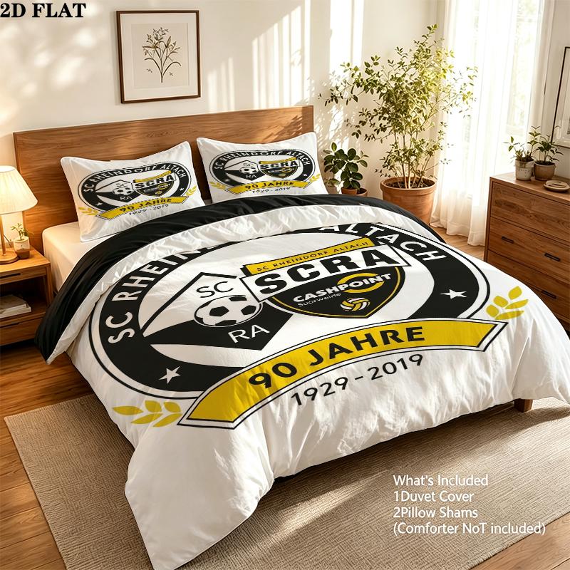 SC Rheindorf Altach Muster Bettwäsche Steppbett-Set Bettbezug Kissenbezug Heimdekoration Geburtstagsgeschenk (1 * Bettbezug + 2 * Kissenbezug ohne Füllung)