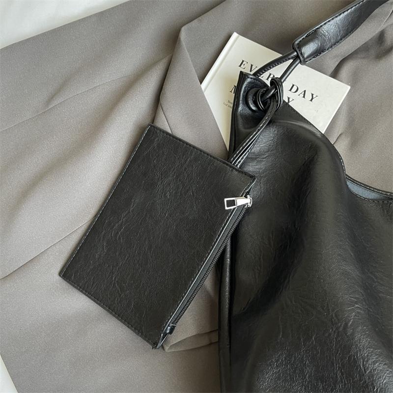 Large Capacity PU Leather 2 Pcs/set Shoulder Bags For Women Winter Trend Female Underarm Bag Lady Handbags Tote Bag KTY