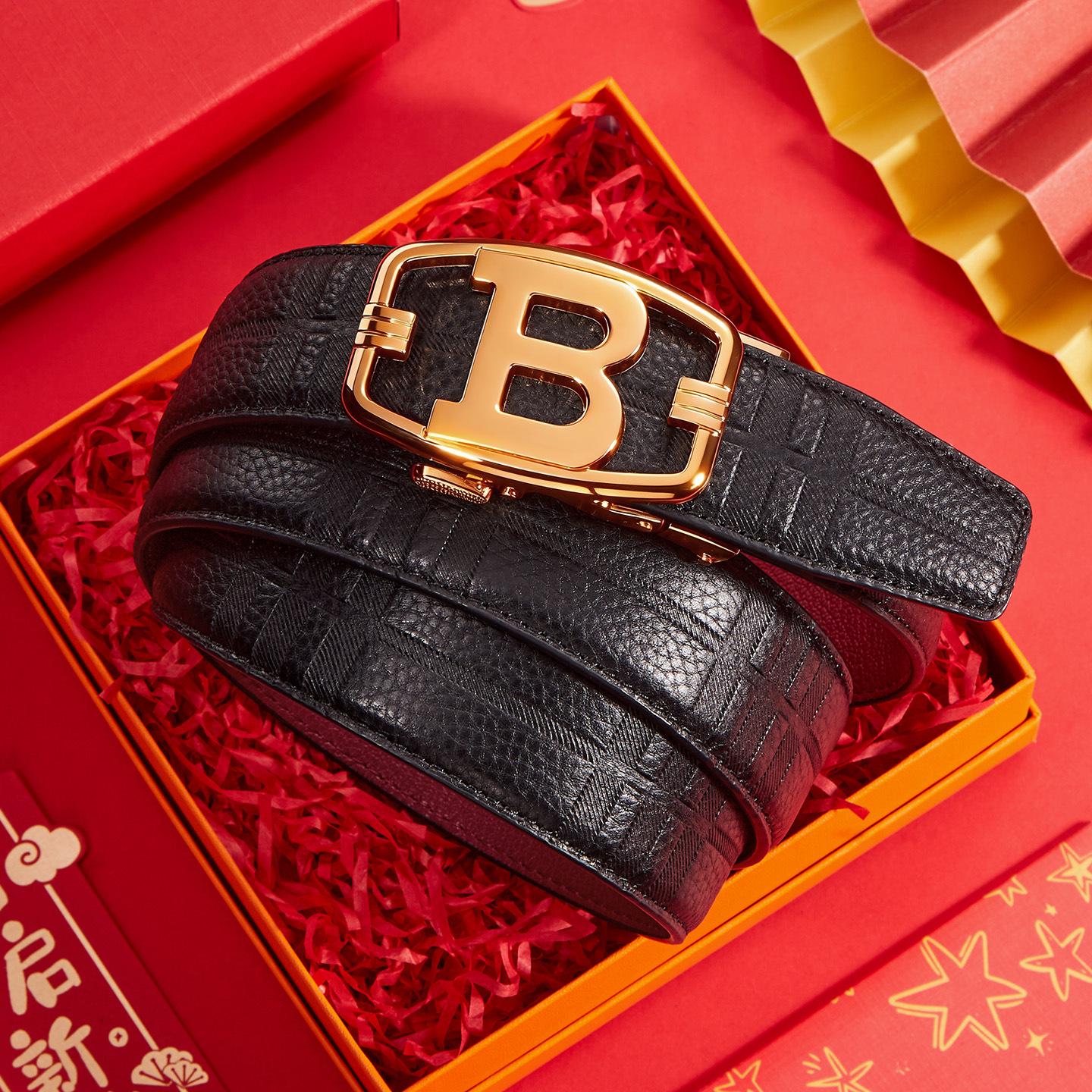 Genuine Leather Automatic Buckle Belt for Men - Business & Casual 125 cm