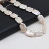 1String, Baroque Natural Freshwater Pearls, 15-22mm White Rectangle Pearl Beads for Jewelry Making DIY Crafts, Birthday Wedding Gifts, 36cm