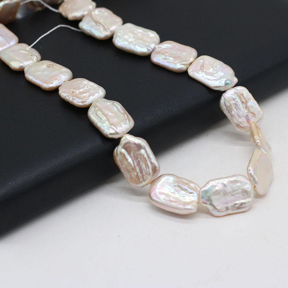 1String, Baroque Natural Freshwater Pearls, 15-22mm White Rectangle Pearl Beads for Jewelry Making DIY Crafts, Birthday Wedding Gifts, 36cm