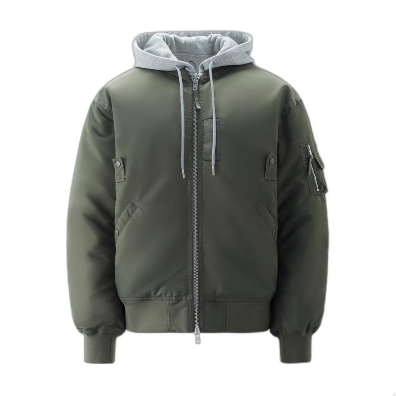 

Giordano Unisex Faux Two-Piece Detachable Hood Bomber Jacket XL