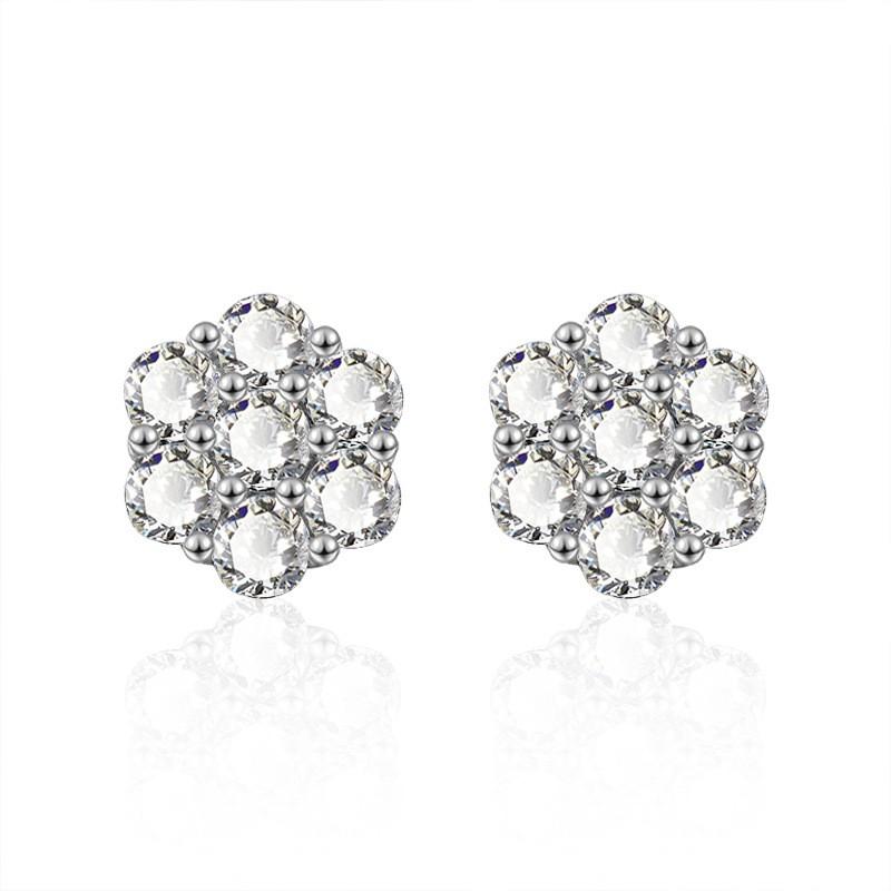 Moissanite Stud Earrings Women Minimalist Floral Snowflake Design Sterling Hypoallergenic Ear Pins 925 Sterling Silver