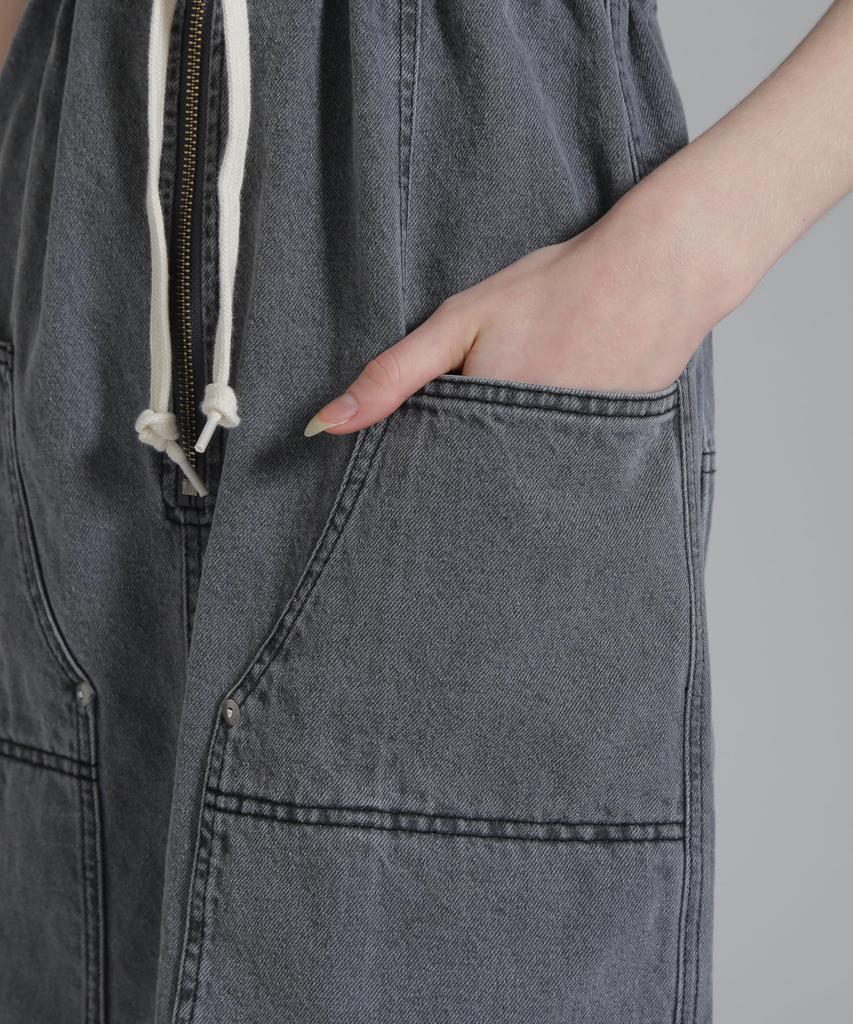 AVIREX BELT PRINT DENIM JUMPUR SKIRT women's S 010 black 783-5116605