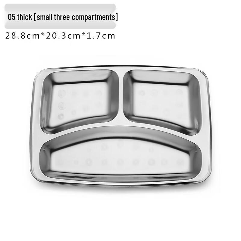 Stainless Steel 3-Compartment Meal Plate Set