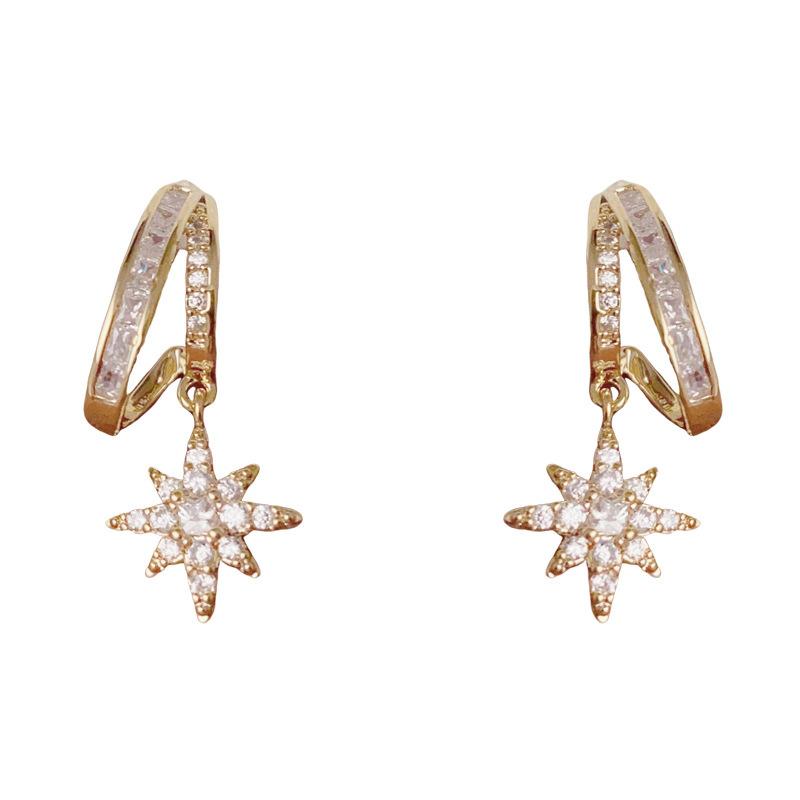 Summer Fashion Octagonal Star Niche Minimalist Earrings 1 pair золотой