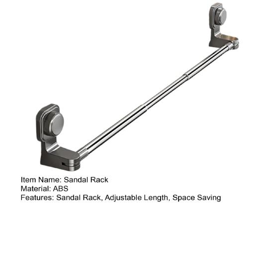 Sandal Rack Wall Mounted Shoe Organizer with Strong Suction Cup Telescopic Rod Quick Install Shelf for Bathroom