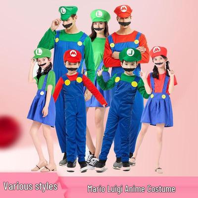 Costume de Cosplay Halloween Super Mario Parent-Enfant: Tenue d'Anime à Manches Bouffantes pour Jeu de Rôle