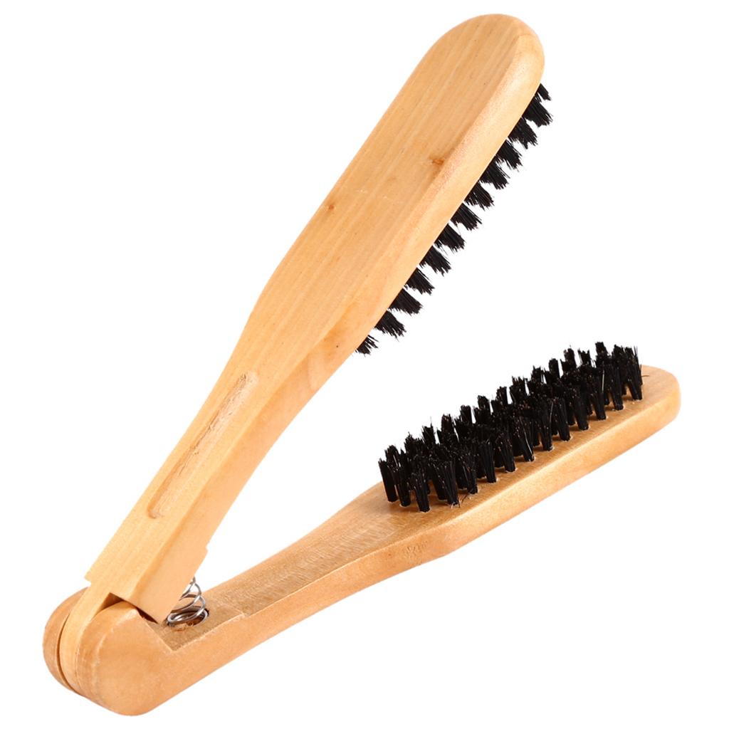 Double Brushes Comb, Wooden Hairdressing Comb V Shaped Splint Comb Styling Tools Anti Static Hair Straightener Tool for Straightening Hair
