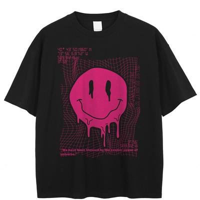 T-shirt unisex grafica Tortile con volto sorridente T-shirt in cotone T-shirt unisex T-shirt estiva a maniche corte