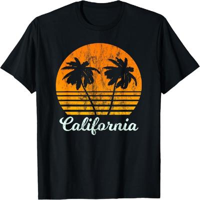 California T Shirt Gift Retro Surf Beach Sunset Men Women T-Shirt