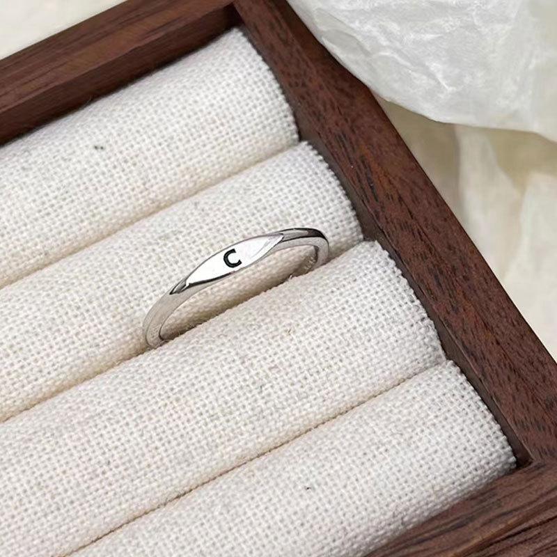 Silberner Koreanischer 26 Buchstaben A-Z Offener Ring Herren und Damen Ring Partnergeschenk Schmuck