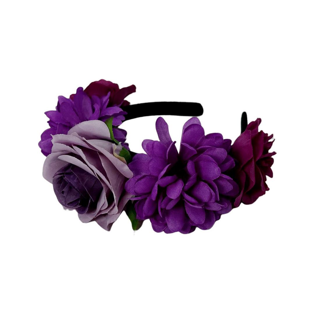 Creative new European and American brides fashion vacation head buckle rose chrysanthemum hair accessories wreath halloween party headdress фиолетовый