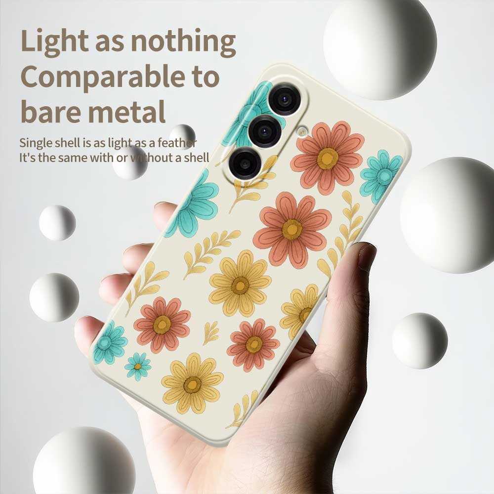 For Samsung Galaxy A17 5G Case Red Yellow Blue Flowers Pattern Printing Straight Edge TPU Phone Back Cover