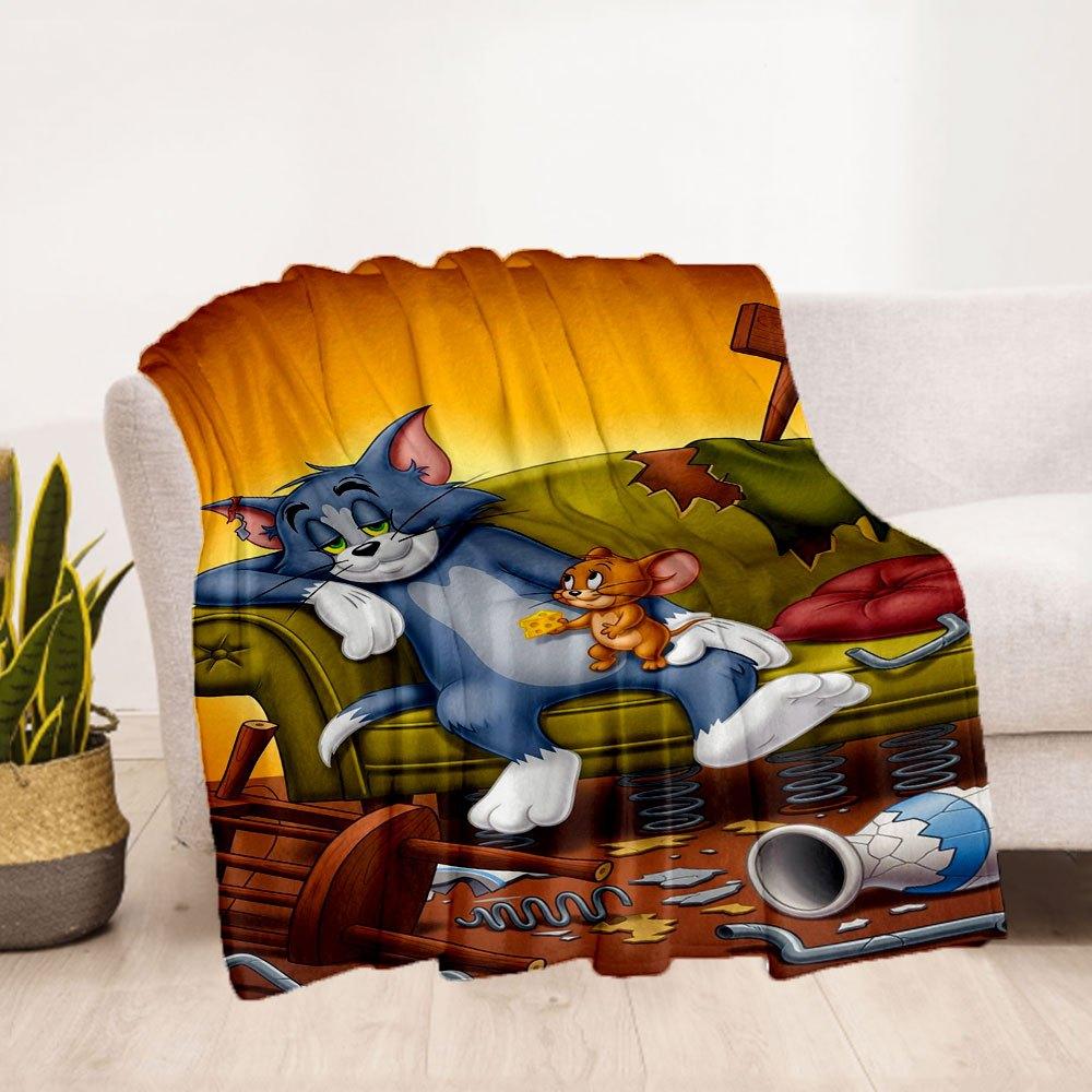 Tom & Jerry Kids Room Decor PosterBlanket Flannel Throw Blanket for Sofa, Bed, Travel, Camping, Office