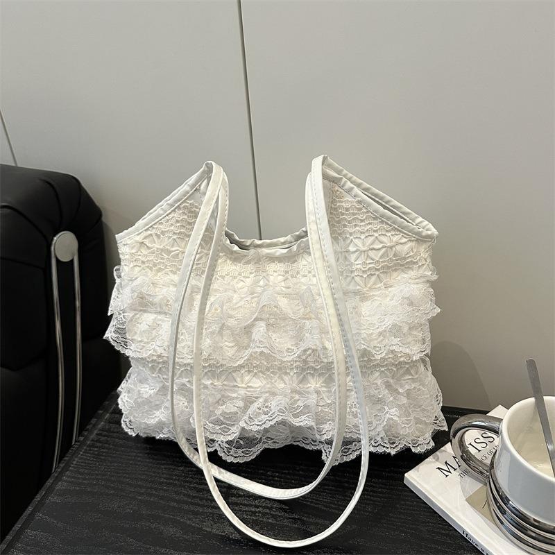 Niche Design Tote Bag Summer Leisure Vacation Fairy Lace Mesh Underarm Shoulder Portable Women's Bag Large Capacity