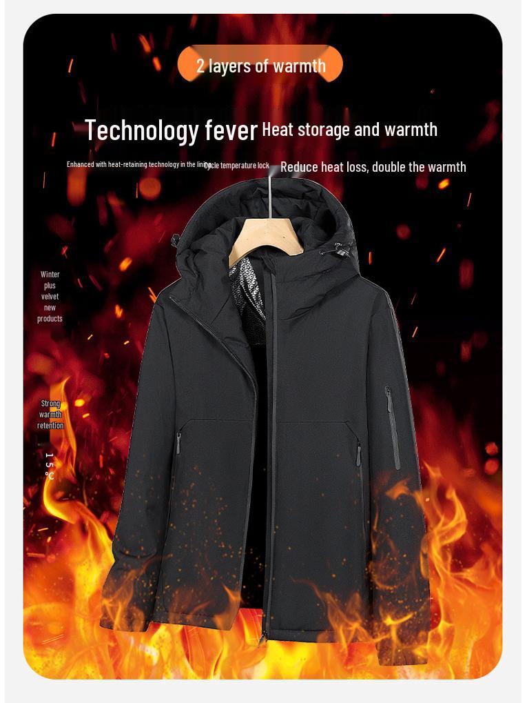 Men's Trendy Loose-Fit Graphene Hooded Winter Puffer Jacket