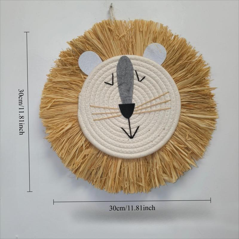 1/2pcs Handmade Woven Small Lion Wall Hanging Decoration Item Animal Decoration Home Decoration