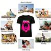 Christmas Theme Black Panther Print Top Festive String Light Bell Decor Casual Loose T-shirt Pure cotton T-shirt